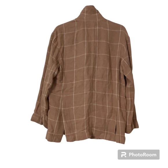 MADEWELL Tan Breezewoven Larsen Blazer in Windowpane Linen Oversized Lightweight - Picture 3 of 7